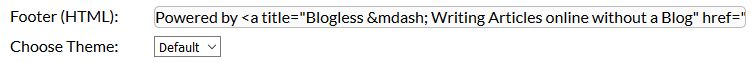 Blogless' footer setting